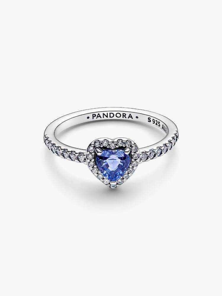 Anillo Pandora Corazón Relieve Azul