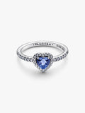 Anillo Pandora Corazón Relieve Azul