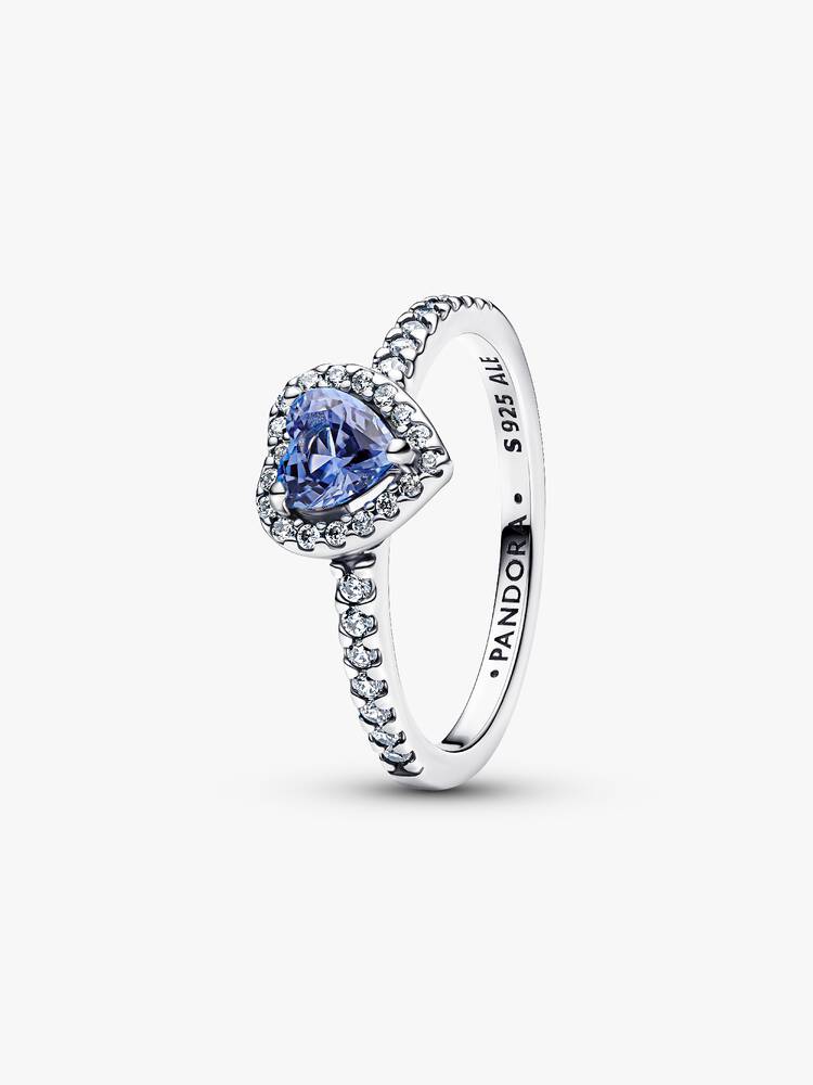 Anillo Pandora Corazón Relieve Azul