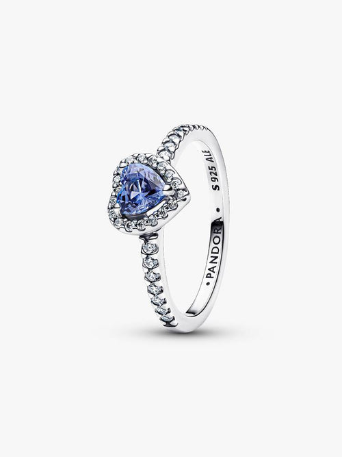 Anillo Pandora Corazón Relieve Azul