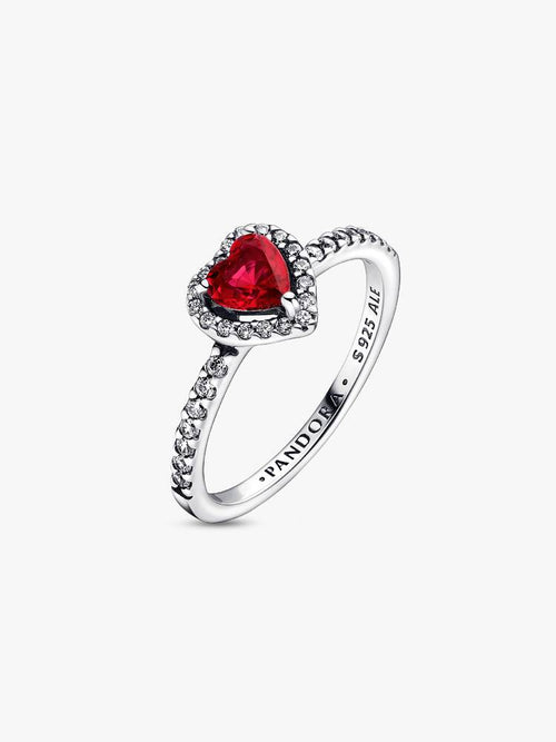 Anillo Pandora Corazón Relieve Rojo