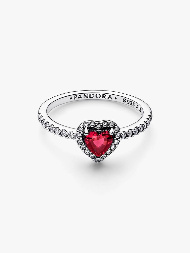 Anillo Pandora Corazón Relieve Rojo