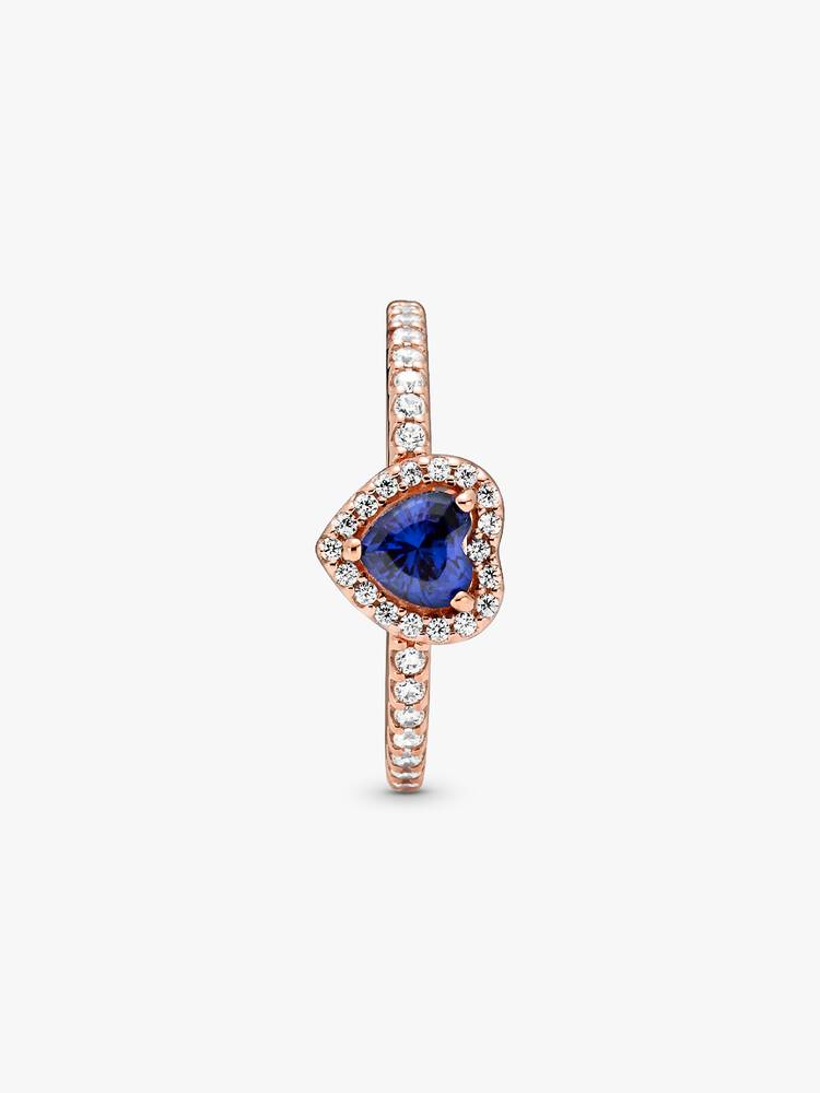 Anillo Pandora Corazón Relieve Rose Gold Azul