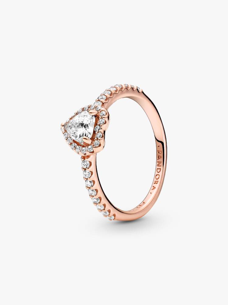 Anillo Pandora Corazón Relieve Rose Gold Blanco