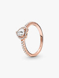 Anillo Pandora Corazón Relieve Rose Gold Blanco