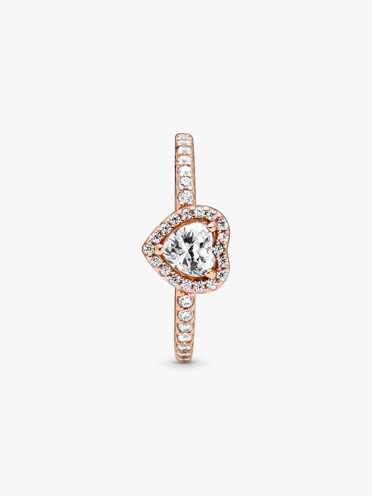 Anillo Pandora Corazón Relieve Rose Gold Blanco