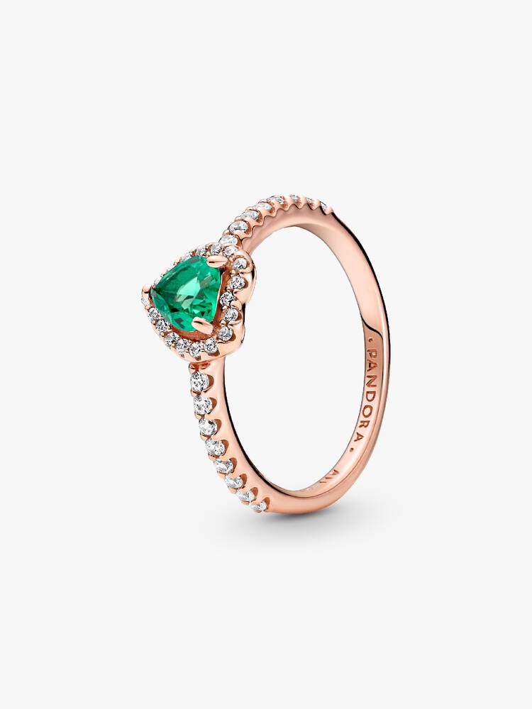 Anillo Pandora Corazón Relieve Rose Gold Verde