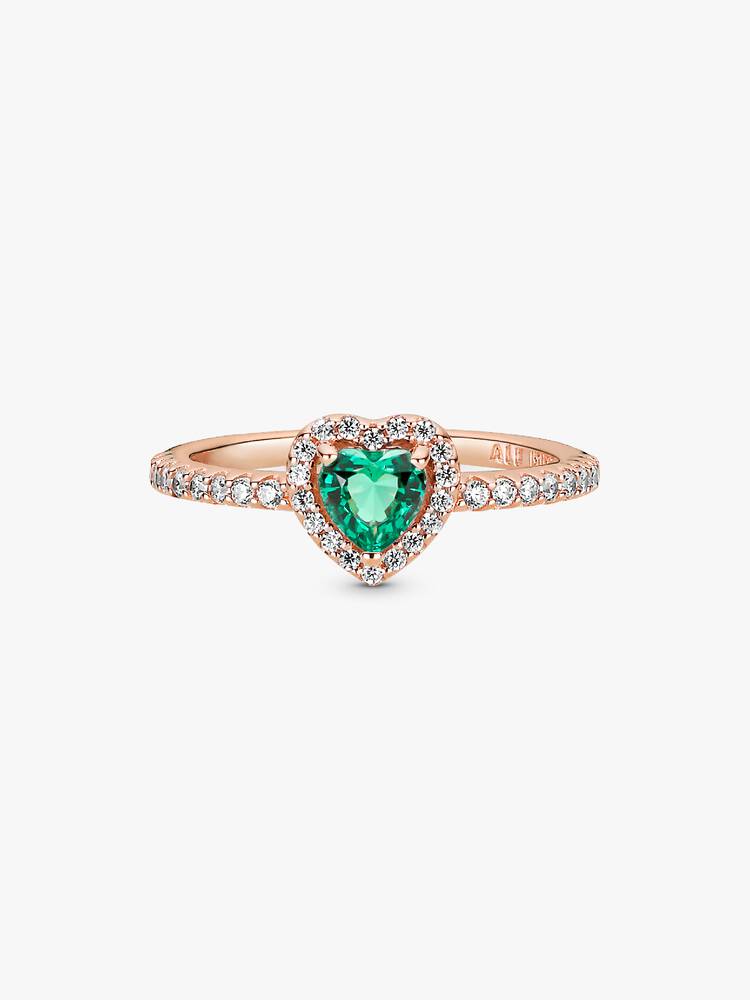 Anillo Pandora Corazón Relieve Rose Gold Verde