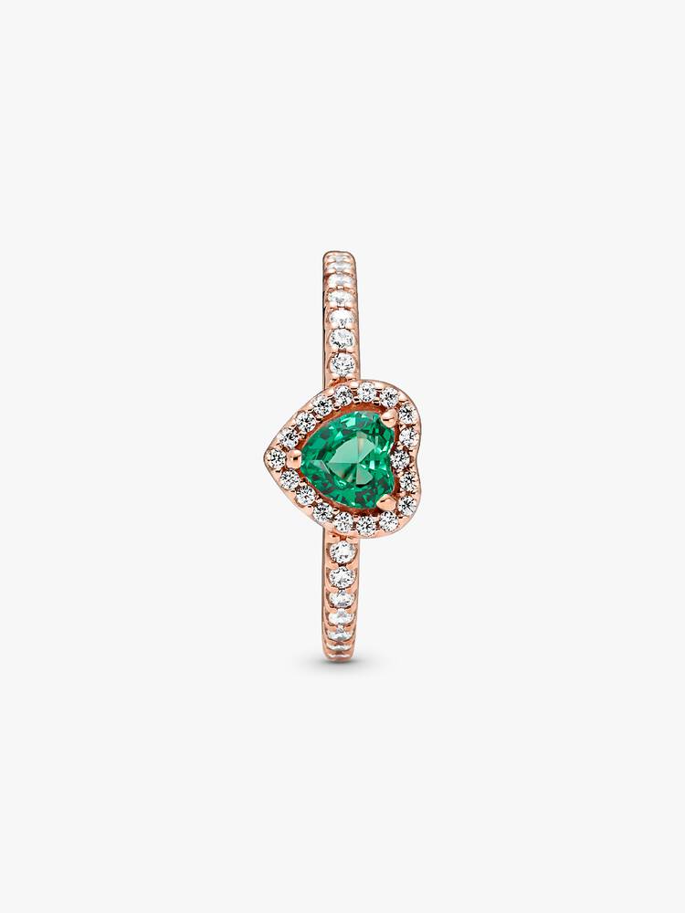 Anillo Pandora Corazón Relieve Rose Gold Verde
