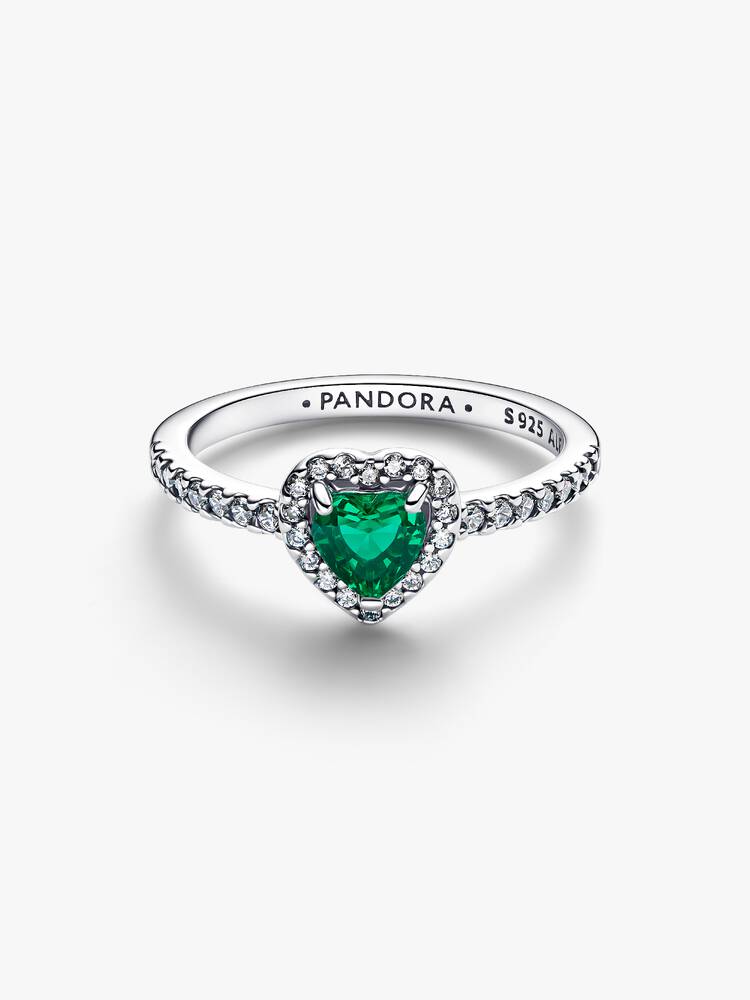 Anillo Pandora Corazón Relieve Verde