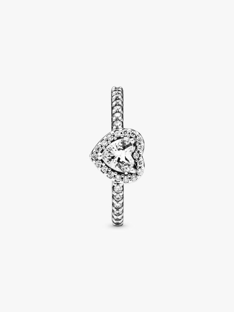 Anillo Pandora Corazón Relieve Blanco