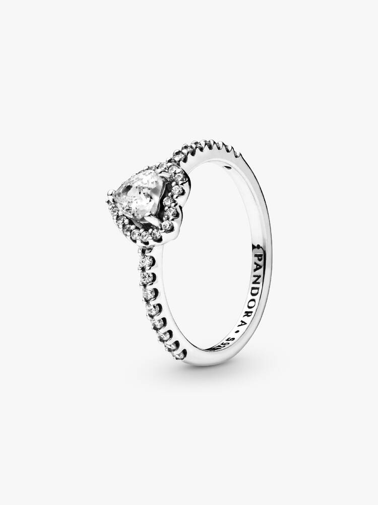 Anillo Pandora Corazón Relieve Blanco