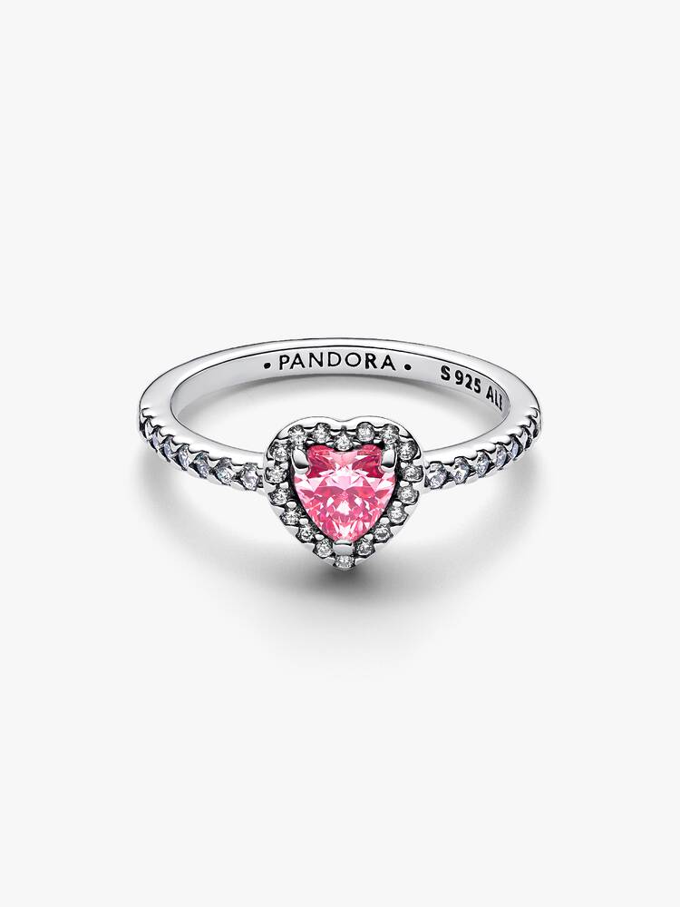 Anillo Pandora Corazón Relieve Rosa