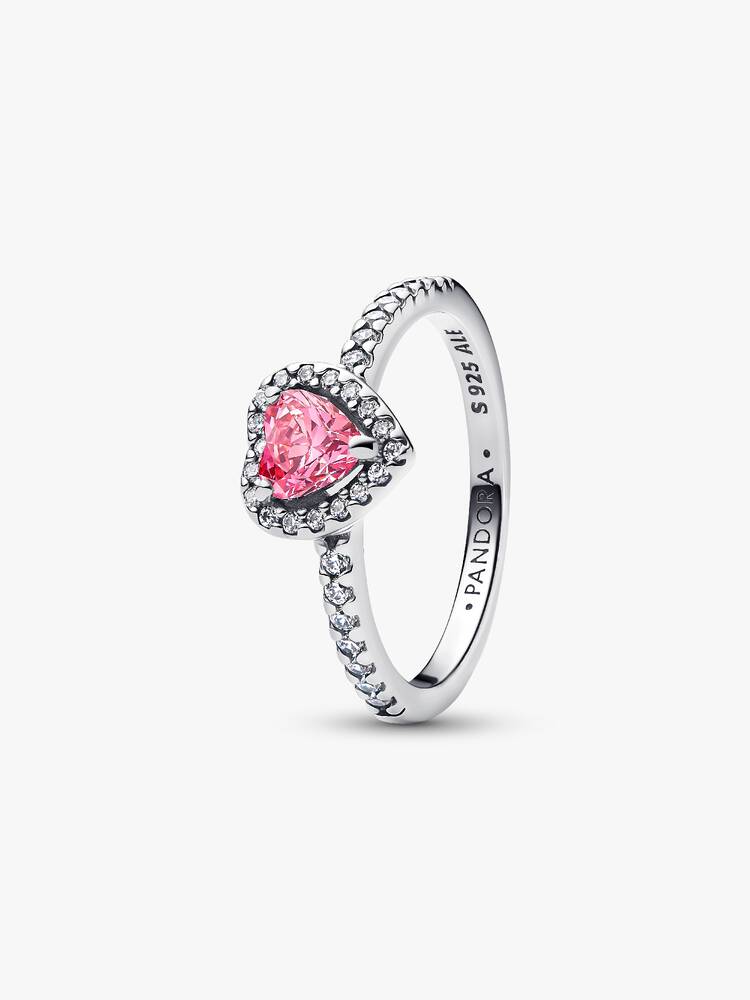 Anillo Pandora Corazón Relieve Rosa