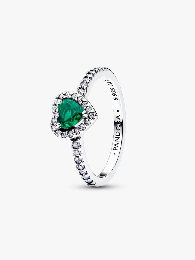 Anillo Pandora Corazón Relieve Verde
